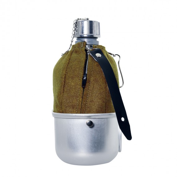 CANTIMPLORA ALUMINIO T. ALU CON FUNDA FIELTRO CAQUI 1L + MARMITA 0.6L - LAKEN