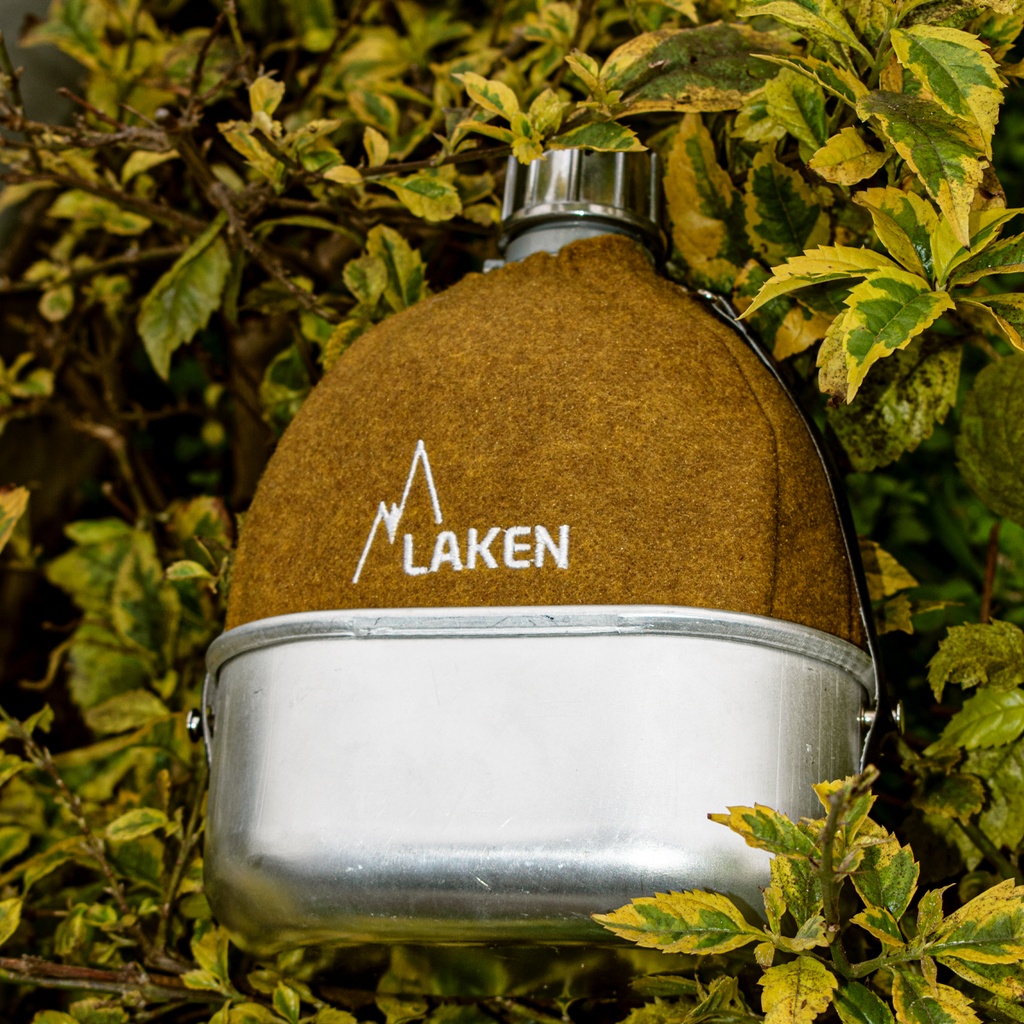 CANTIMPLORA ALUMINIO T. ALU CON FUNDA FIELTRO CAQUI 1L + MARMITA 0.6L - LAKEN