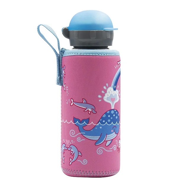 BOTELLA ALUMINIO HIT 0.45L Y FUNDA NEOPRENO BALLENAS - LAKEN