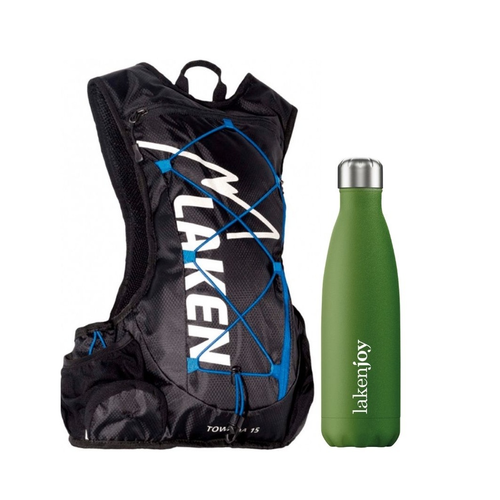 PACK M.HIDRATACION TOWADA 15L + BOT. TERMICA LAKENJOY 0.5L VERDE OSCURO - LAKEN