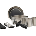 SET DE COCINA EN ACERO PARA 2 PERSONAS CON CAZO, TAPA, MANGO, CUBIERTOS Y VASO- LAKEN