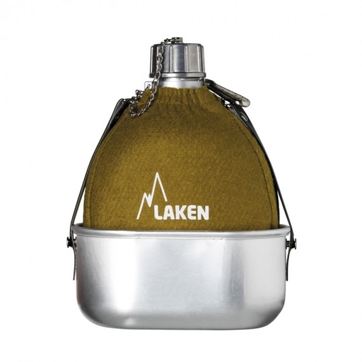 CANTIMPLORA ALUMINIO T. ALU CON FUNDA FIELTRO CAQUI 1L + MARMITA 0.6L - LAKEN