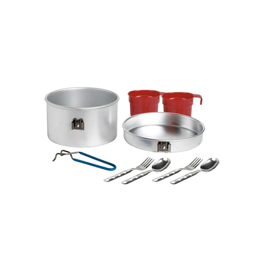 SET DE CAMPING ALUMINIO 2PAX 1.60L CON CUBIERTOS Y 2 TAZAS - LAKEN