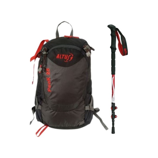[4034301059] PACK MOCHILA PEAK + BASTÓN ALUMINIO BOJ ROJO - ALTUS