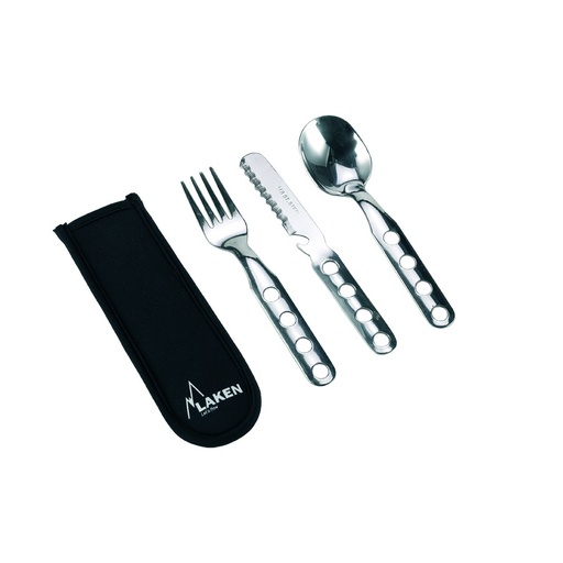 SET DE CUBIERTOS DE ACERO CHICO CON FUNDA - LAKEN